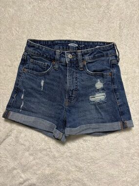 Old Navy Blue Distressed Rolled Hem Denim Shorts